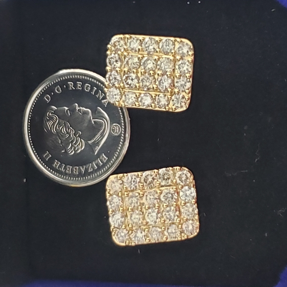 Final price drop2 carats tcw of diamonds rectangular earrings in 18k yellow gold - Picture 4 of 6